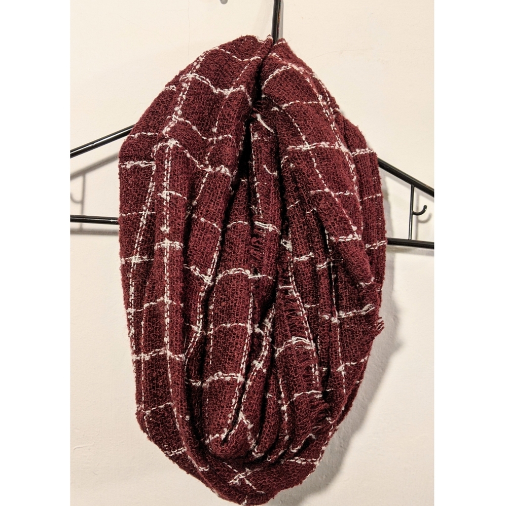 Maroon Patterned Infinity Scarf